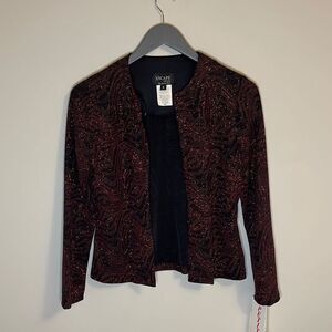 XSCAPE‎ by Joanna Chen. Open Evening Blazer. Size Small Petite. Black/Red